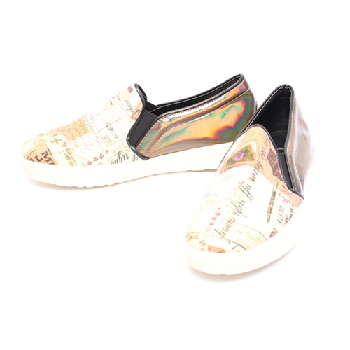 28753 에나멜 여성 신발 편안한 캐주얼 단화 슬립온 운동화(3.5 cm)