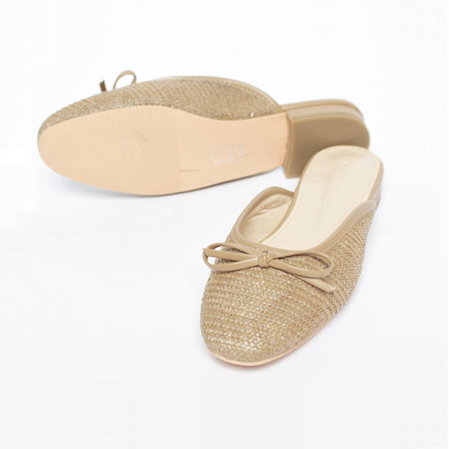 39431 라탄 라운드 여성 봄 신발 낮은굽 슬리퍼 캐주얼 블로퍼 (2.0 cm)