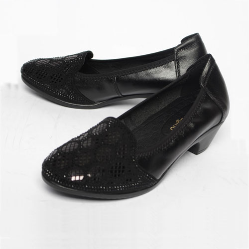 40385 원형 큐빅패턴 여성 신발 정장 구두 미들굽 미들힐 펌프스 (4.5 cm)
