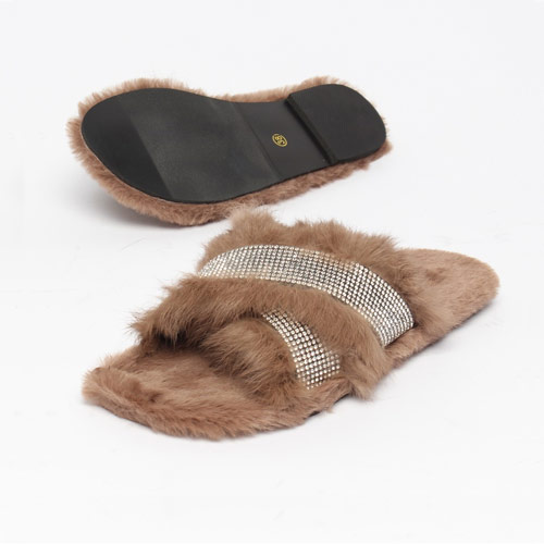 42445 엑스 반짝이 여성 겨울 신발 방한 털 슬리퍼 (1.0 cm )