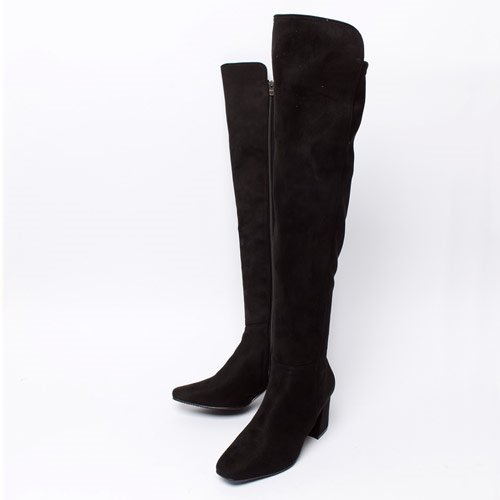 43473 사각코 언발 여성 겨울 신발 스웨이드 미들힐 롱부츠(7.0 cm)