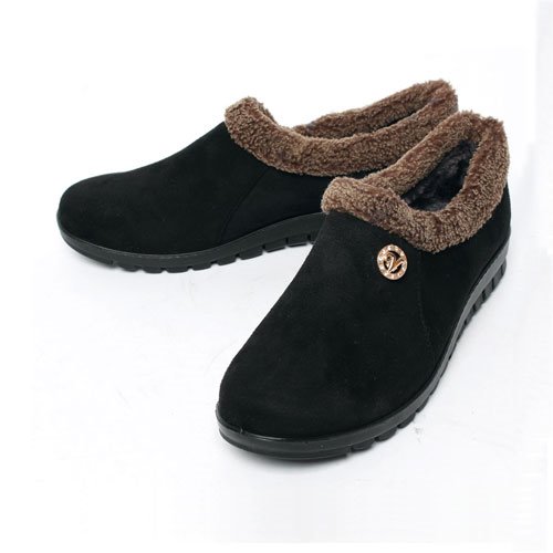 44029 브이장식 여성 겨울 신발 편안한 캐주얼 방한 털단화 (2.0 cm)