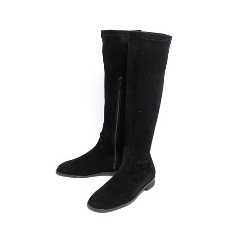42890  사이드 지퍼 여성 겨울 신발 스웨이드 미들힐 스판 롱부츠(3.0 cm)