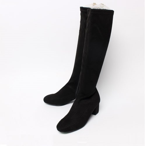43471 슬림코 스티치 여성 겨울 신발 스웨이드 미들힐 롱부츠(5.0 cm)