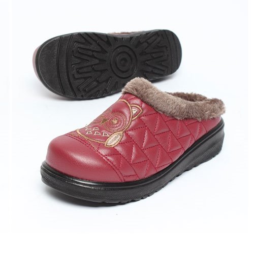 43956 부엉이 패턴 여성 겨울 신발 방한 털 슬리퍼 (5.0 cm)
