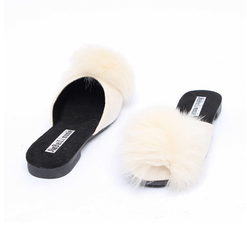 42580 퍼 여성 겨울 신발 낮은굽 슬리퍼 털 블로퍼 (1.5 cm)