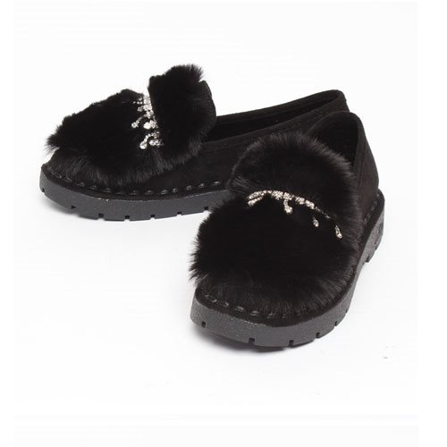 43875 줄보석 여성 겨울 신발 편안한 캐주얼 방한 털단화 (3.0 cm)