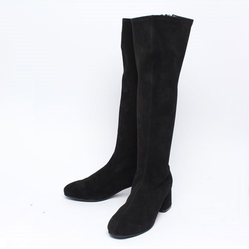 44252 지퍼 여성 겨울 신발 스웨이드 미들힐 스판 롱부츠(5.5 cm)