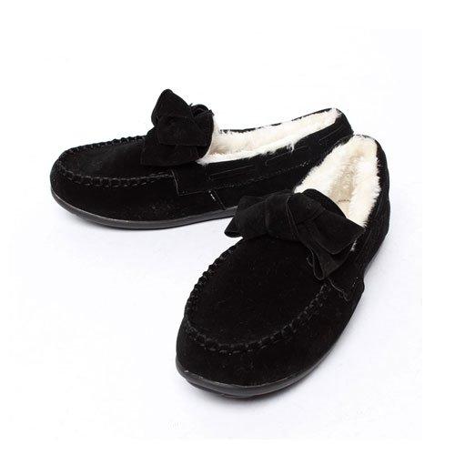 44712 이중리본 여성 겨울 신발 편안한 캐주얼 방한 털단화 (1.5 cm)