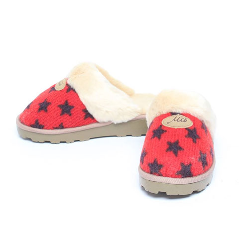 45229 별 니트 여성 겨울 신발 방한 털 슬리퍼 (3.5 cm)