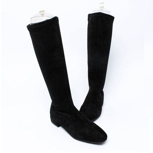 45021 스판 민자 스웨이드 여성 겨울 신발 로우힐 편안한 털 롱부츠 (2.5 cm)