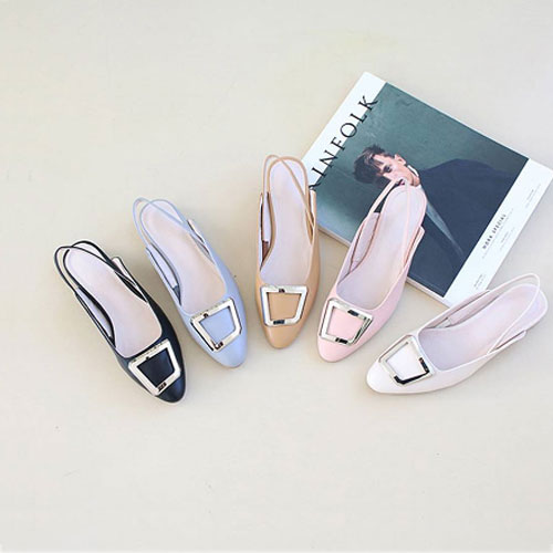 45884 네모 골드 테두리 여성 신발 슬리퍼 캐주얼 슬링백 (2.0 cm)