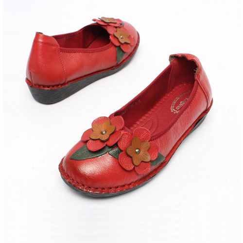 45849 꽃두송이 여성 신발 편안한 엄마신발 가죽 단화 (4.0 cm)