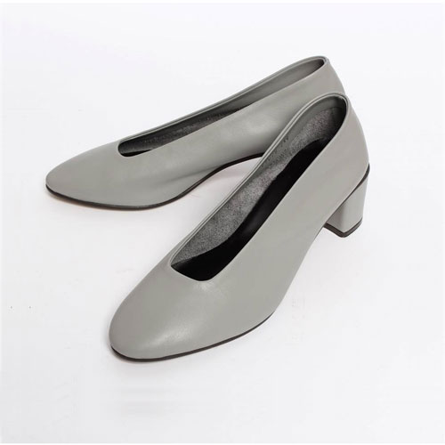 46136 각파임 여성 신발 낮은굽 정장 구두 가죽 펌프스 미들힐 (5.0 cm)