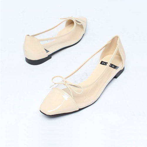46380 투명리본 여성 신발 구두 낮은굽 단화 (1.5 cm)