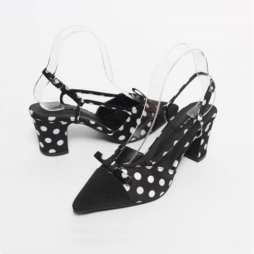 47579 도트 리본 뾰족코 여성 신발 캐주얼 샌들 슬링백 (7.0 cm)
