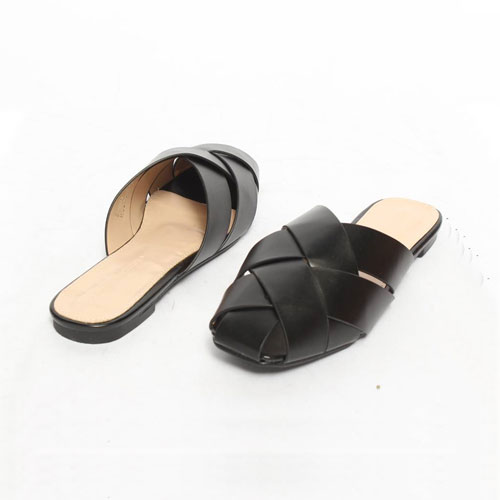 47110 격자 여성 신발 낮은굽 슬리퍼 플랫 블로퍼 (1.0 cm)