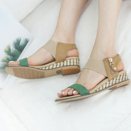 49041 빅밴드 지퍼 여성 여름 신발 편안한 통굽 웨지힐 샌들 (5.0 cm)