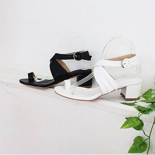 48264 블랙화이트 쪼리 여성 캐주얼 편안한 여름 신발 샌들 (4.5 cm)