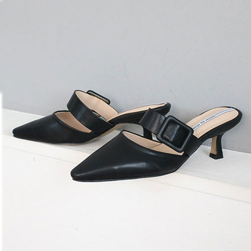 48460 슬림 버클 여성 신발 낮은굽 슬리퍼 미들굽 블로퍼 (6.0 cm)