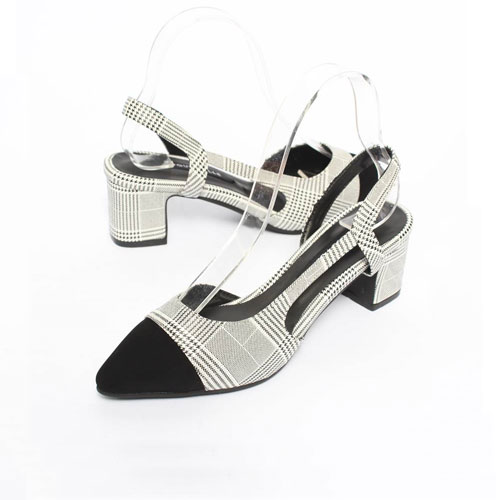 47812 체크 앞코 뾰족 여성 신발 캐주얼 샌들 슬링백 (6.0 cm)