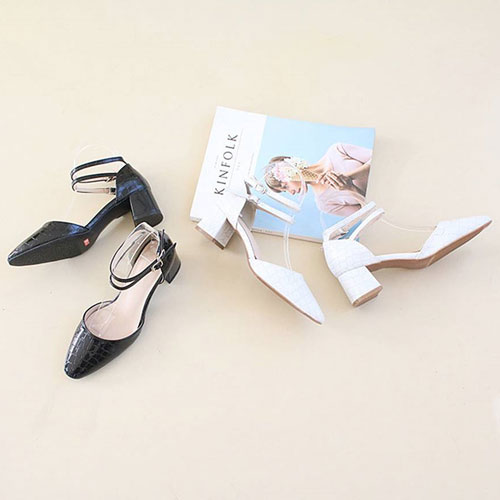 48259 투벨트 장식 여성 여름 신발 미들굽 스트랩 샌들 (5.0 cm)
