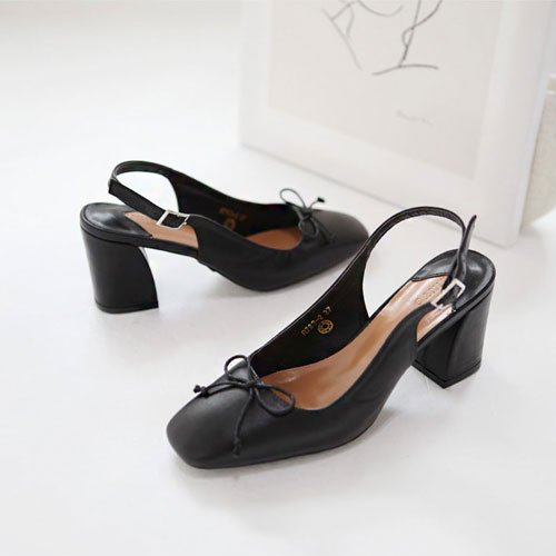  49051 리본 포인트 여성 신발 캐주얼 미들굽 샌들 슬링백 (4.8 cm)