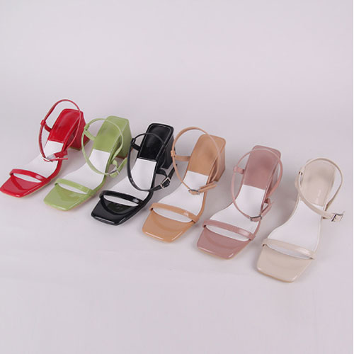 48963 육색컬러 슬림 라인 여성 여름 신발 미들굽 스트랩 샌들 (6.0 cm)