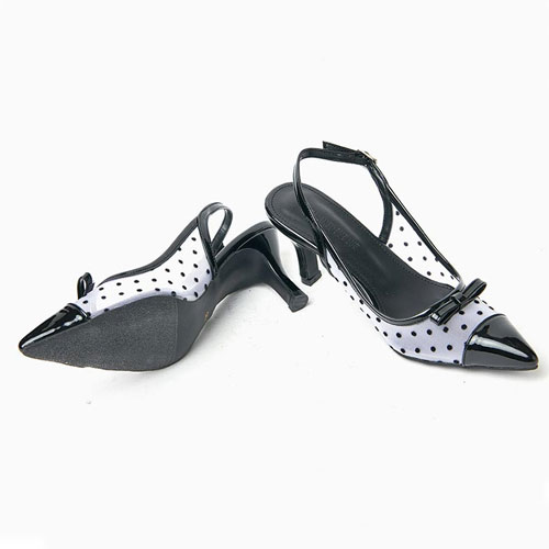 49178 투명 도트 리본 여성 신발 캐주얼 미들굽 샌들 슬링백 (7.0 cm)