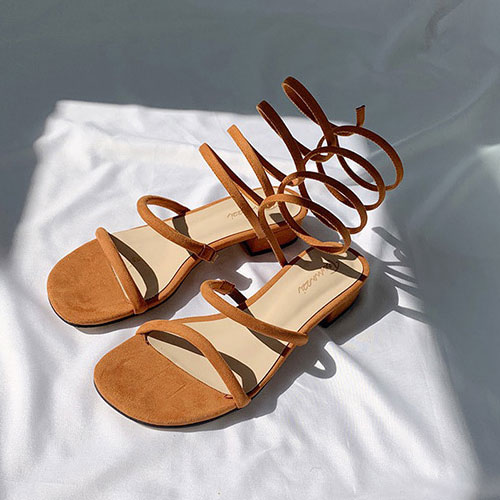 48681 스프링 여성 여름 신발 편안한 플랫 낮은굽 스트랩 샌들 (1.0 cm)