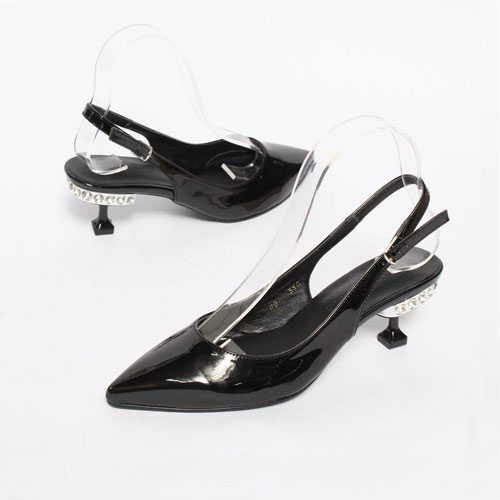 에나멜 보석굽 여성 여름 신발 오픈슈즈 슬링백 샌들 (6.5 cm)