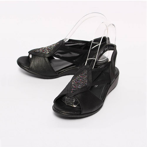 마름모 스팽글 여성 여름 신발 로우힐 샌들 (4.0 cm)