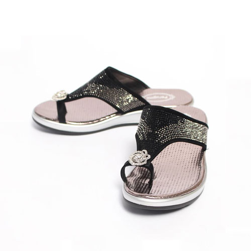 투색 큐빅 여성 여름 신발 발편한 슬리퍼 쪼리 (3.5 cm)