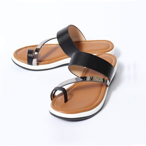에나멜 여성 여름 신발 플랫 슬리퍼 캐주얼 쪼리 (3.0 cm)