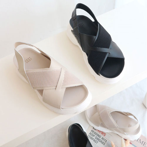 엑스자 밴딩 여성 편안한 여름 신발 캐주얼 샌들 슬리퍼 (5.0 cm)