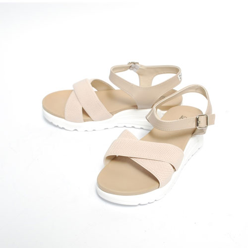 크로스 밴딩 여성 여름 신발 발편한 통굽 샌들 (5.0 cm)