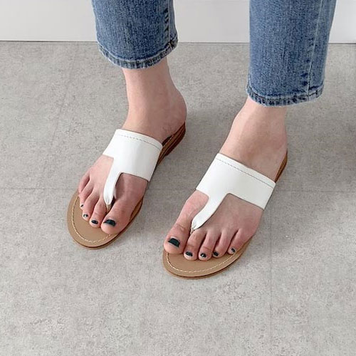 가죽 여성 여름 신발 플랫 슬리퍼 캐주얼 쪼리 (1.5 cm)