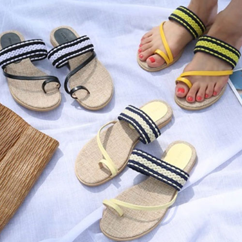 포인트 짜임 여성 여름 신발 플랫 슬리퍼 캐주얼 쪼리 (1.5 cm)