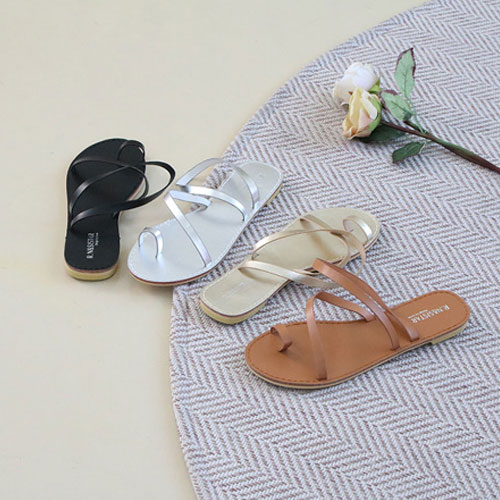 사선 스트랩 여성 여름 신발 슬리퍼 쪼리 (1.0 cm)