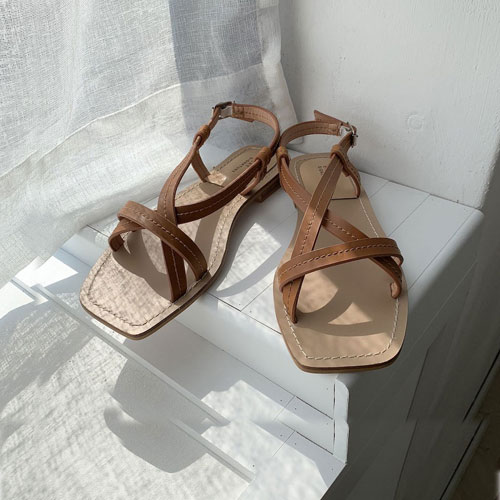 엑스자 가죽 여성 편안한 여름 신발 캐주얼 샌들 슬리퍼 (2.0 cm )