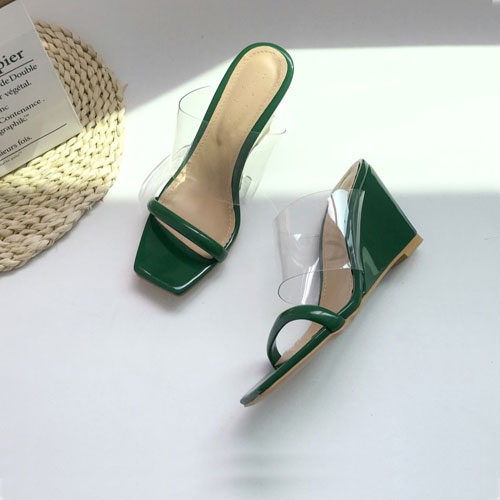 투명 스트랩 여름 신발 여성 슬리퍼 힐 뮬 (8.0 cm)