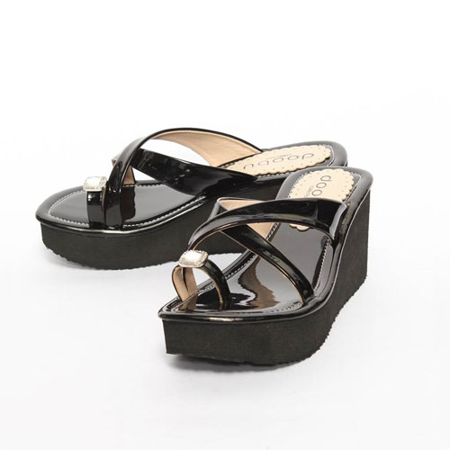 보석 여성 여름 발편한 신발 통굽 쪼리 슬리퍼 (7.5cm)
