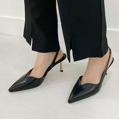 블랙 뾰족 여성 여름 신발 캐주얼 샌들 슬링백 (7.0 cm)