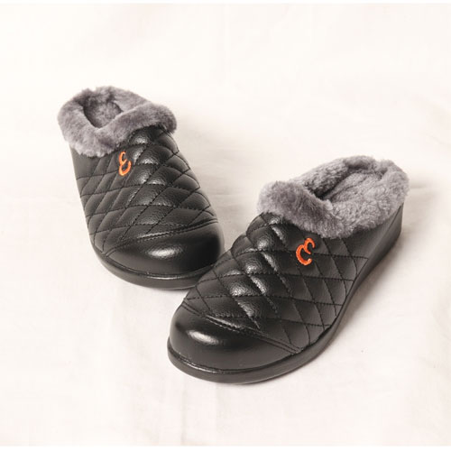 털자수 여성 겨울 신발 방한 식당 털 슬리퍼 (3.5 cm)