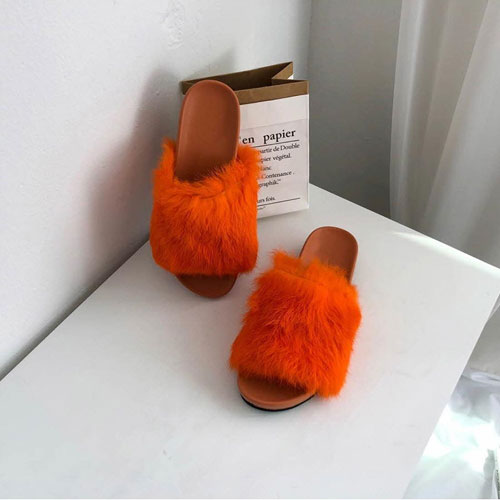 컬러풀 발편한 여성 겨울 신발 털 슬리퍼 (3.0 cm)