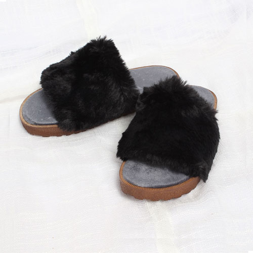 패션 여성 겨울 신발 사무실 실내 털 슬리퍼 (2.5 cm)