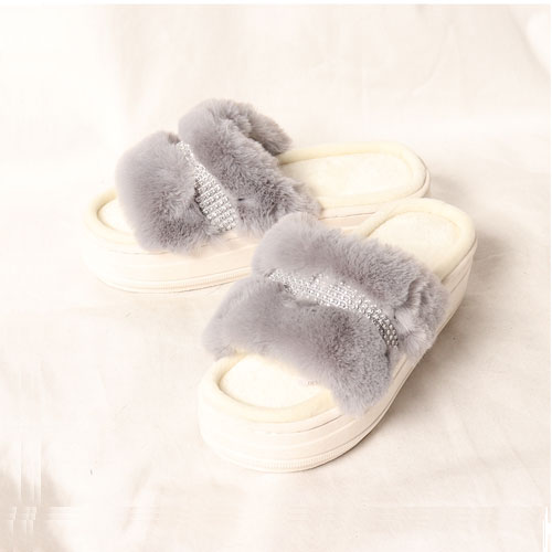 큐빅 여성 겨울 신발 털 사무실 실내 슬리퍼 (5.5 cm)