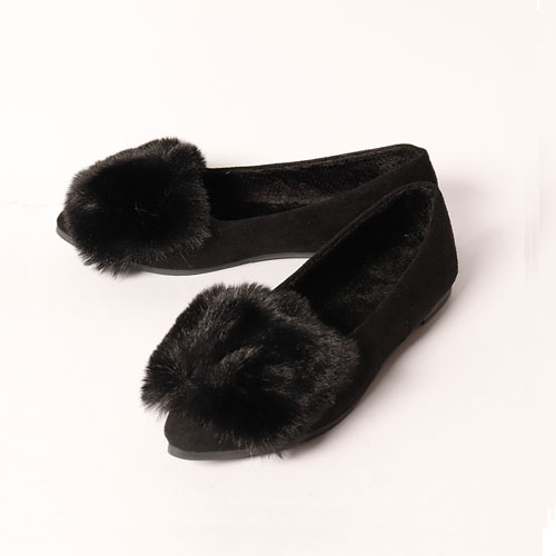 사각털 여성 겨울 신발 캐주얼 방한 털단화 (1.0 cm)