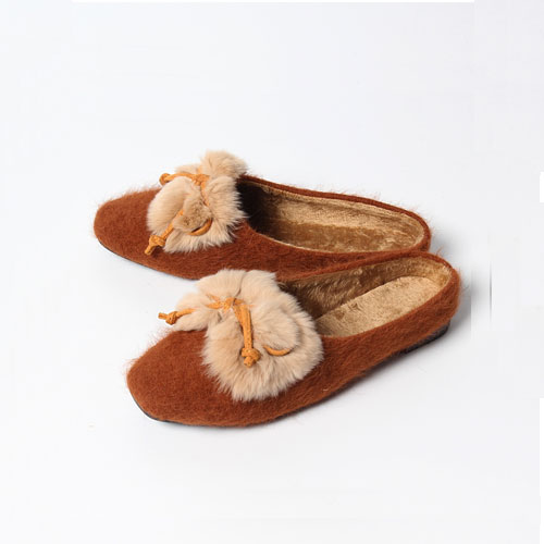 슬림 리본 여성 겨울 발편한 신발 털단화 (1.5 cm)