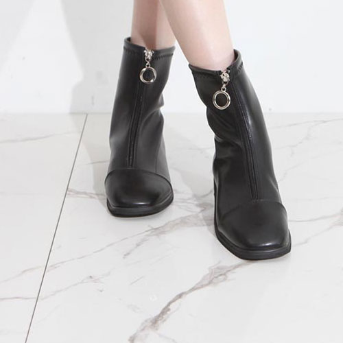 써클 지퍼 여성 신발 발편한 플랫 앵클부츠 (2.3 cm)